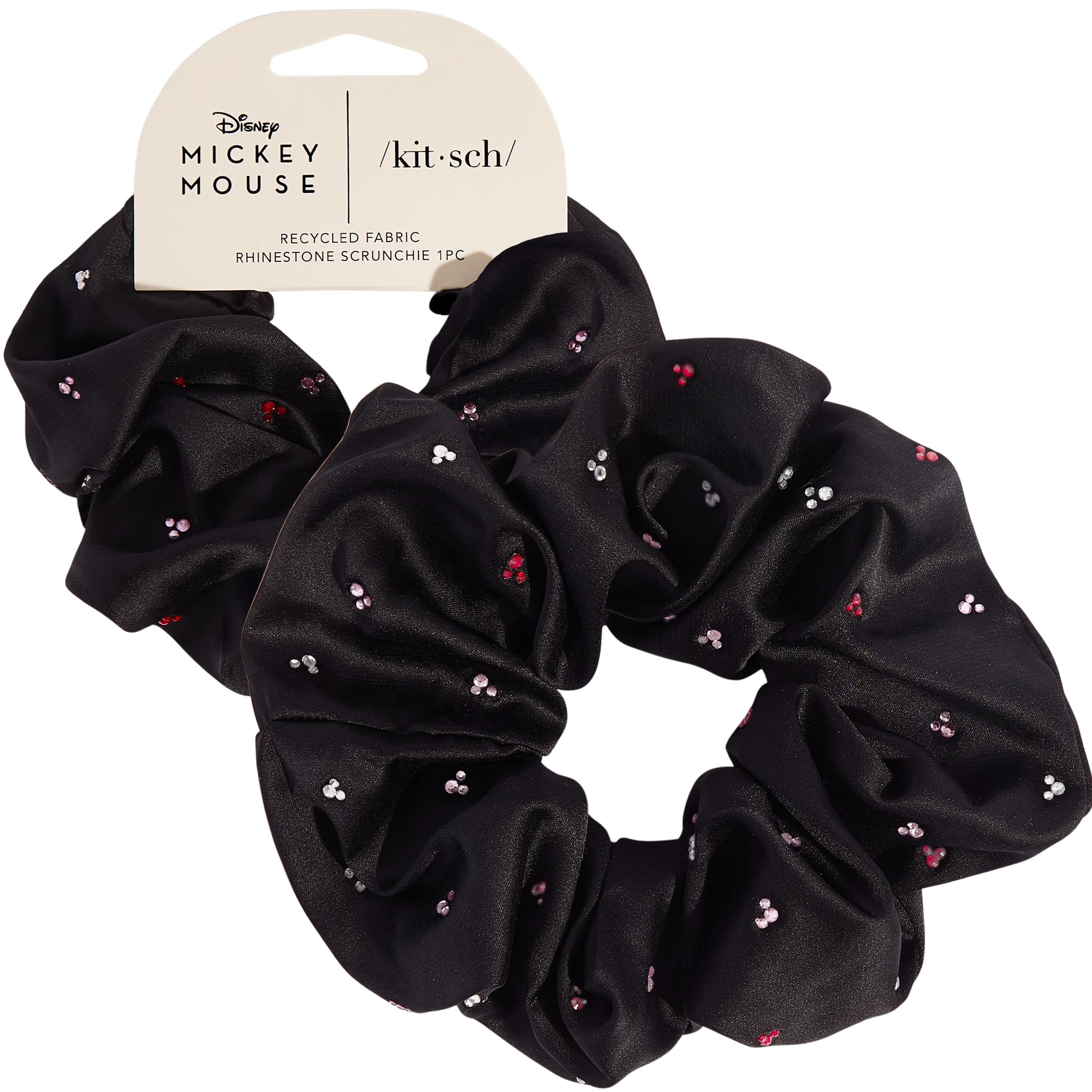 Kitsch black scrunchie with braid detail for versatile styling options.