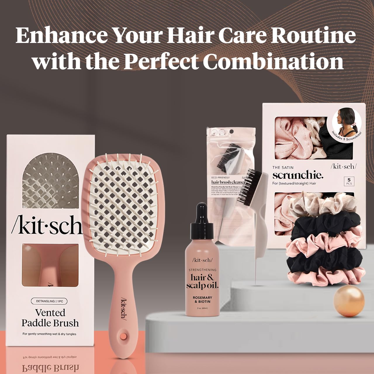 Kitsch bristles provide gentle scalp massage during detangling sessions