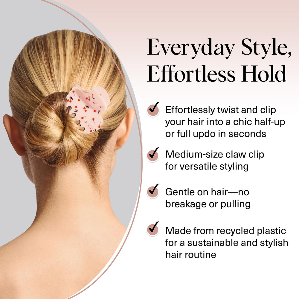 Kitsch hair clip close-up emphasizes eco-friendly, durable design.