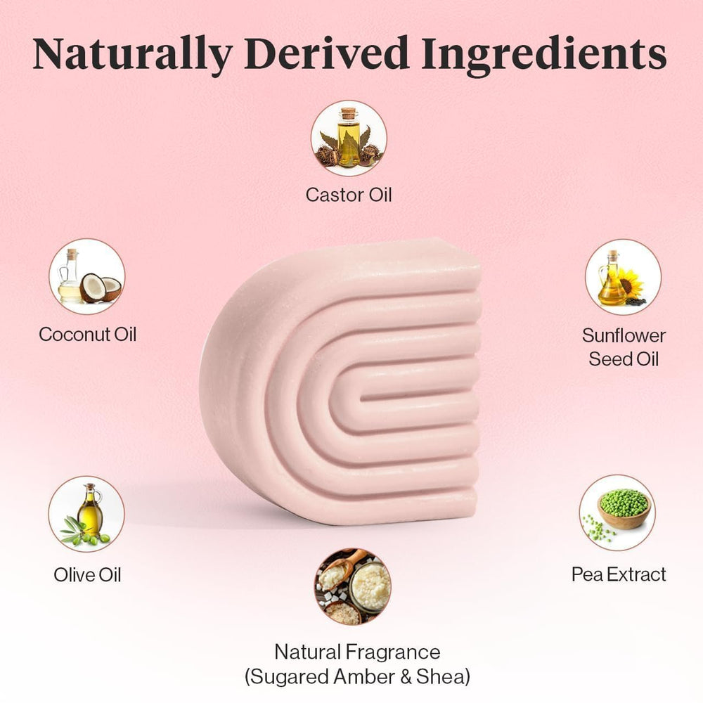 Kitsch castor oil conditioner bar closeup texture reveals rich emollients for manageable strands.