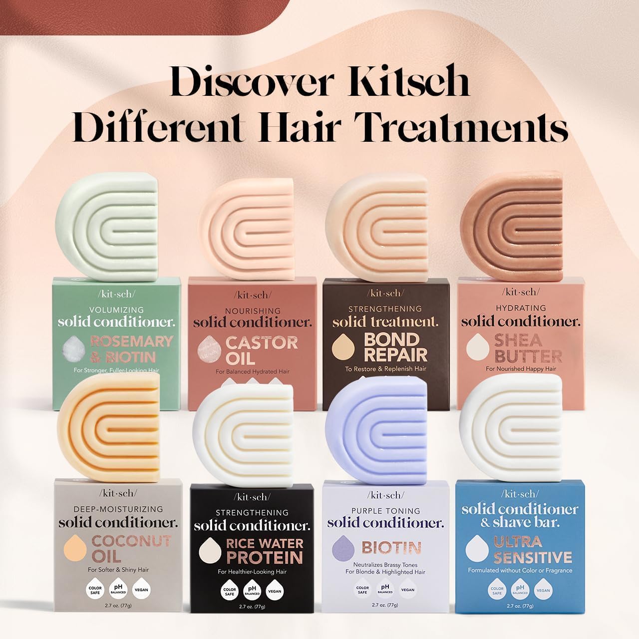 Kitsch castor oil conditioner bar made in USA signals quality and local production.