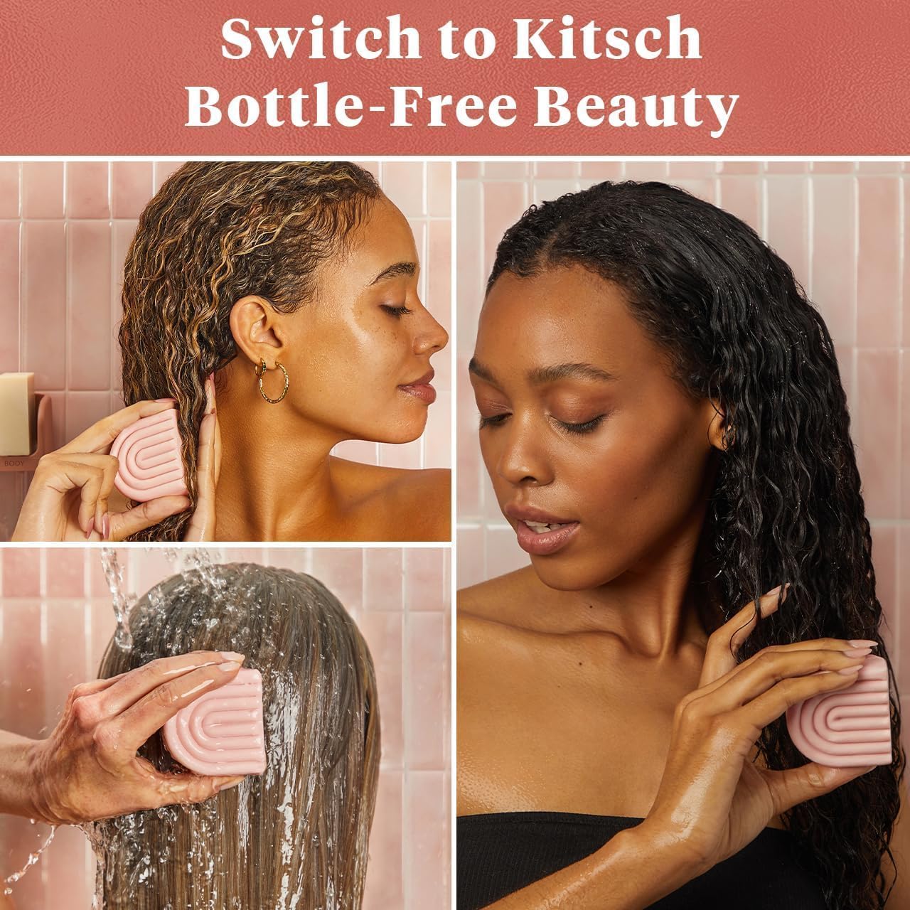 Kitsch castor oil conditioner bar vegan-safe formula without silicones or parabens.