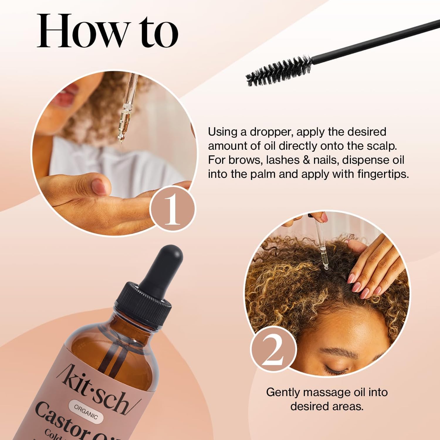 Kitsch castor oil lashes-brows for fuller-looking results