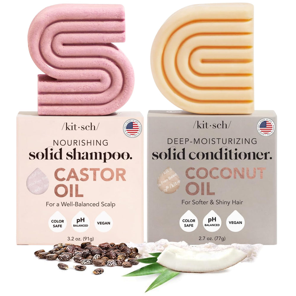 Kitsch Castor Oil Shampoo Bar closeup showing gentle cleansing for a healthier scalp