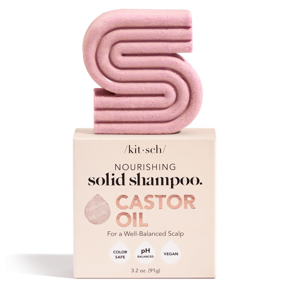 Kitsch Castor Oil Shampoo Bar in shower scene highlighting quick lather