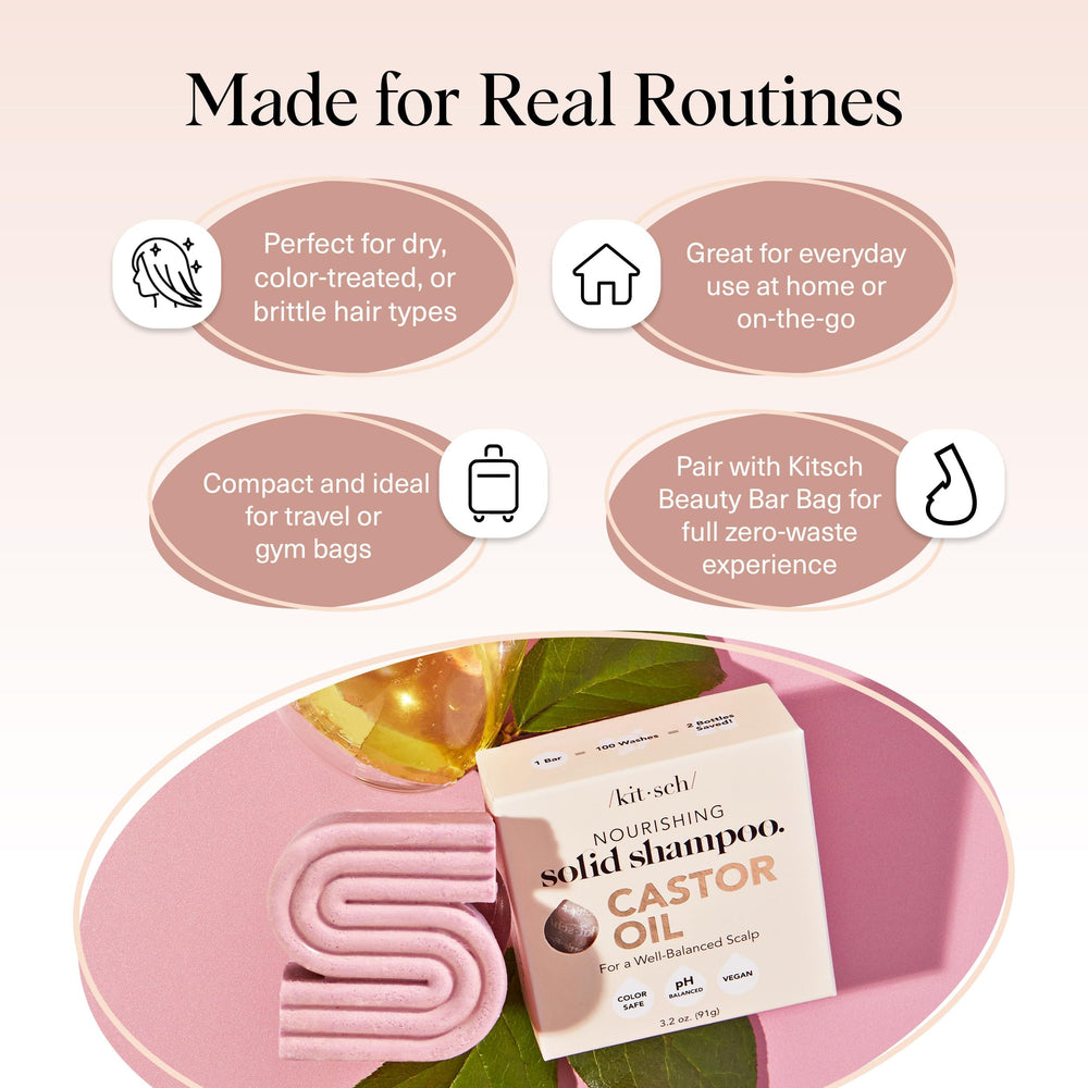 Kitsch Castor Oil Shampoo Bar sulfate-free label indicating gentle cleansing