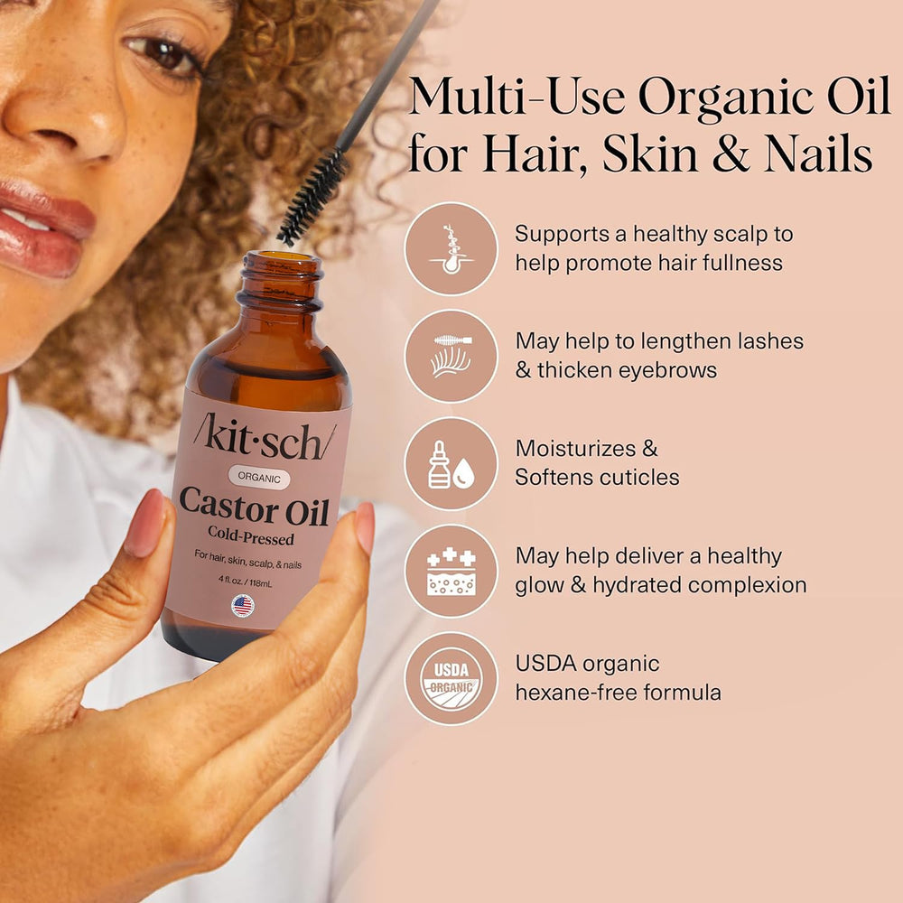 Kitsch castor oil on skin and nails for hydration and cuticle care