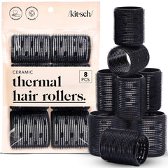 Kitsch Ceramic Thermal Hair Rollers packaging displays the eight-piece set for storage