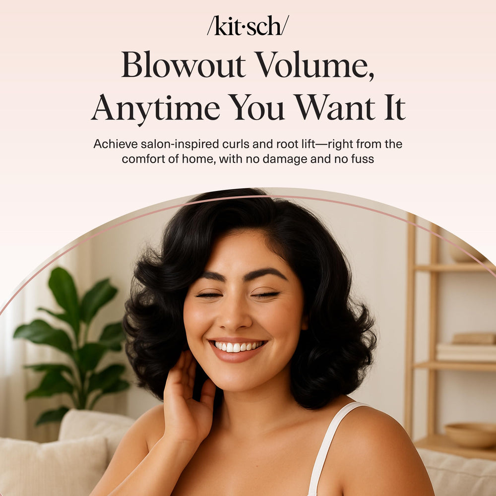 Long-hair volume shot featuring Kitsch rollers for fuller, frizz-free look