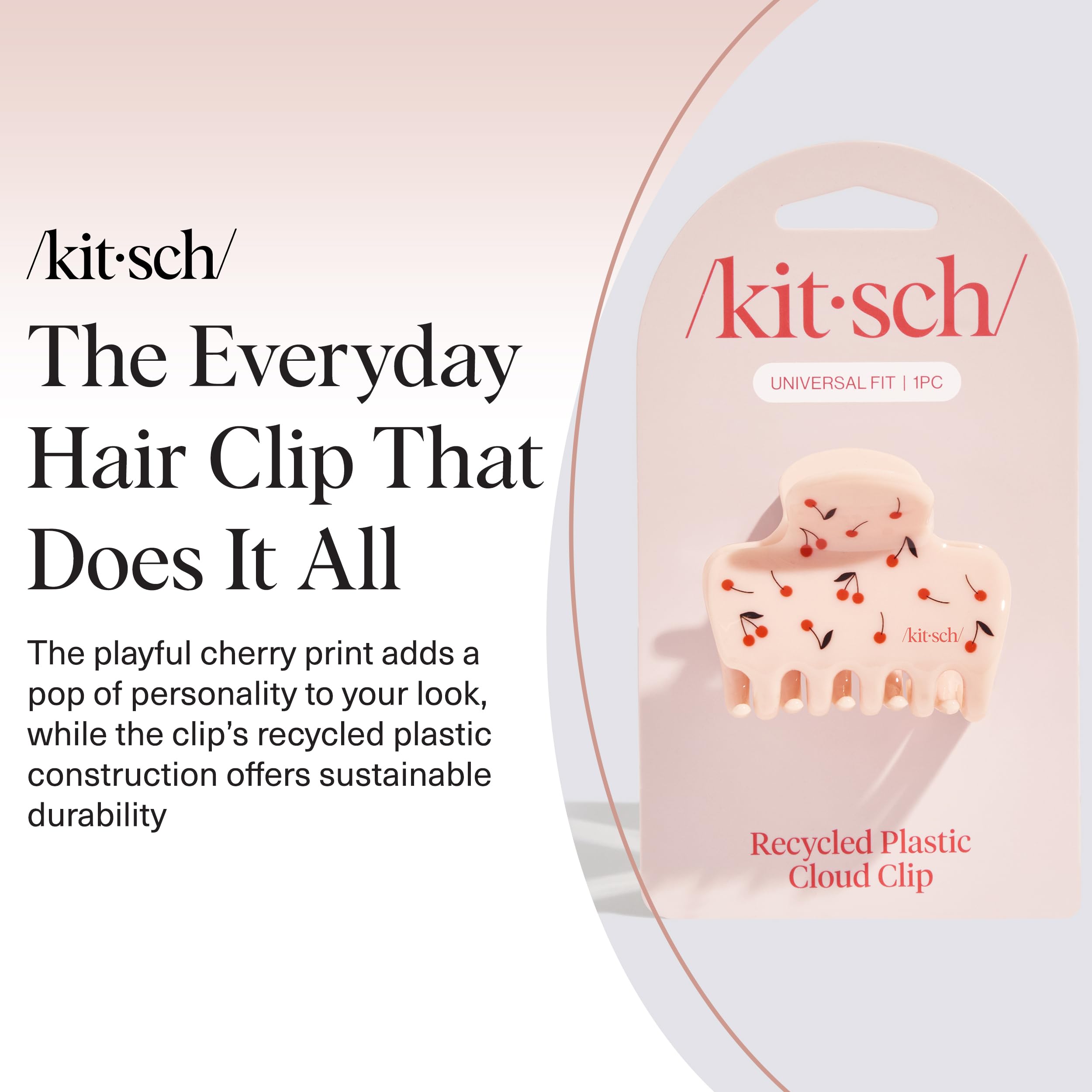 Kitsch cherry-print close-up highlights durable recycled plastic.