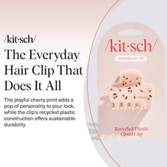 Kitsch cherry-print close-up highlights durable recycled plastic.