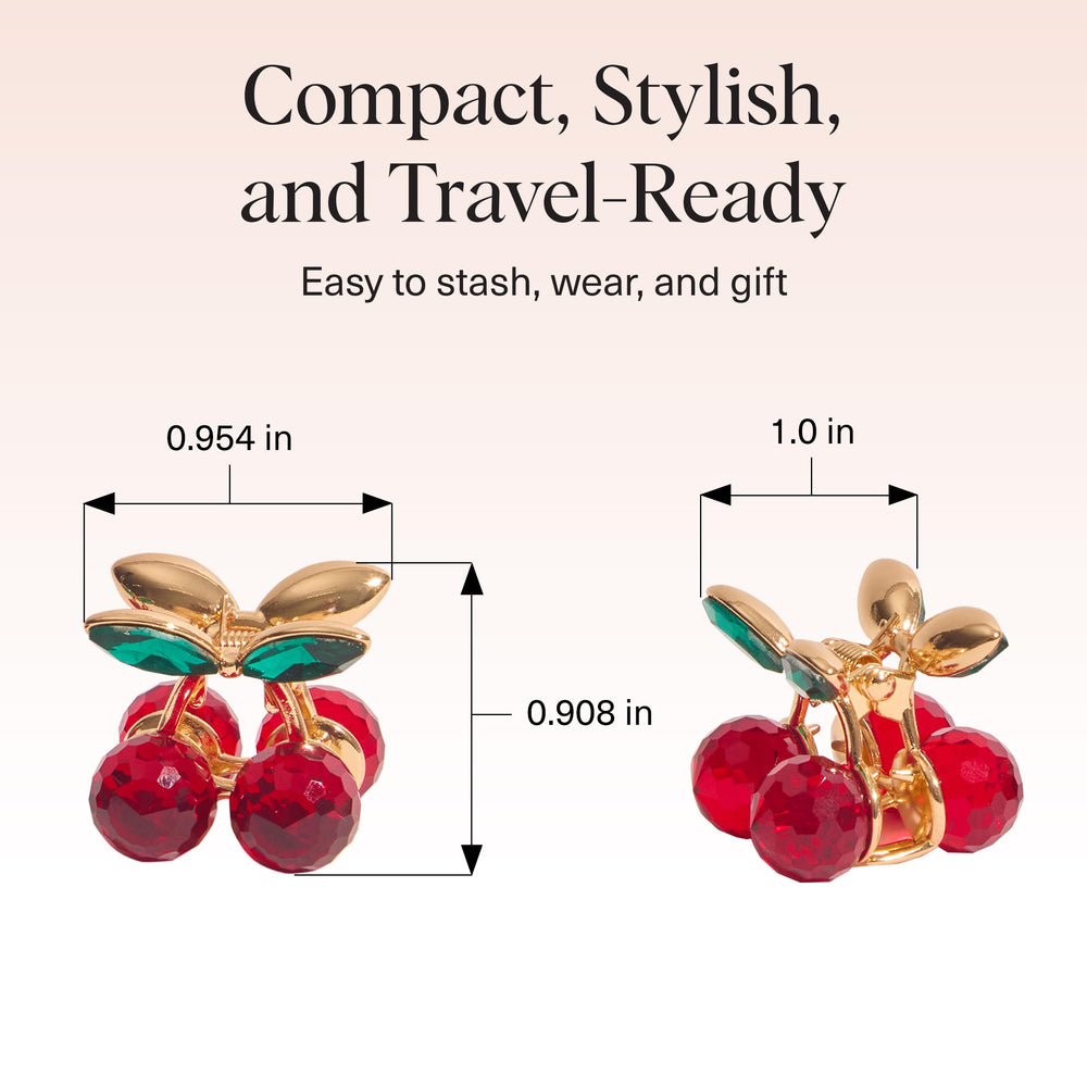 Kitsch Cherry clip shown in an updo for polished, playful styling.