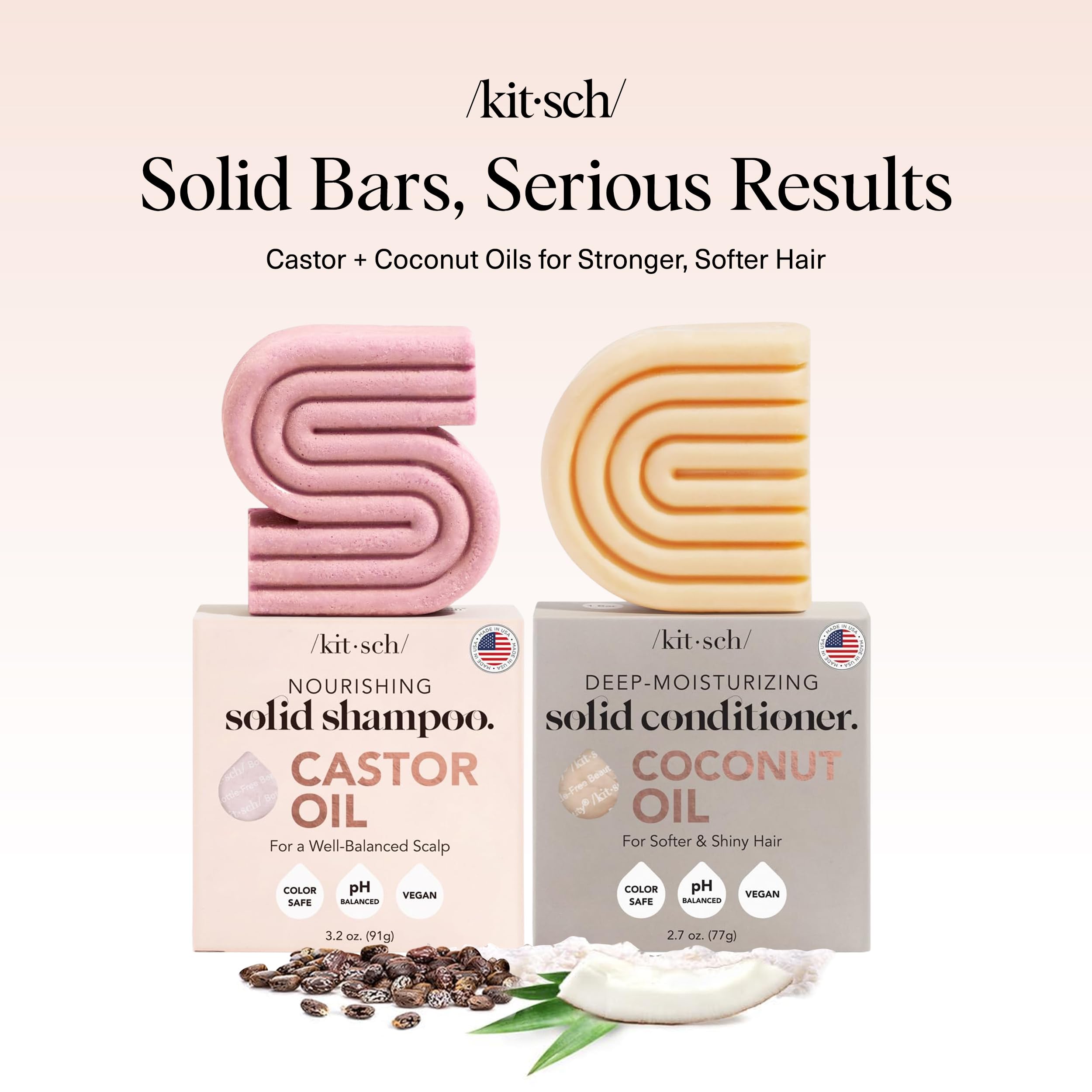 Kitsch Coconut Oil Conditioner Bar closeup for deep moisture and frizz control