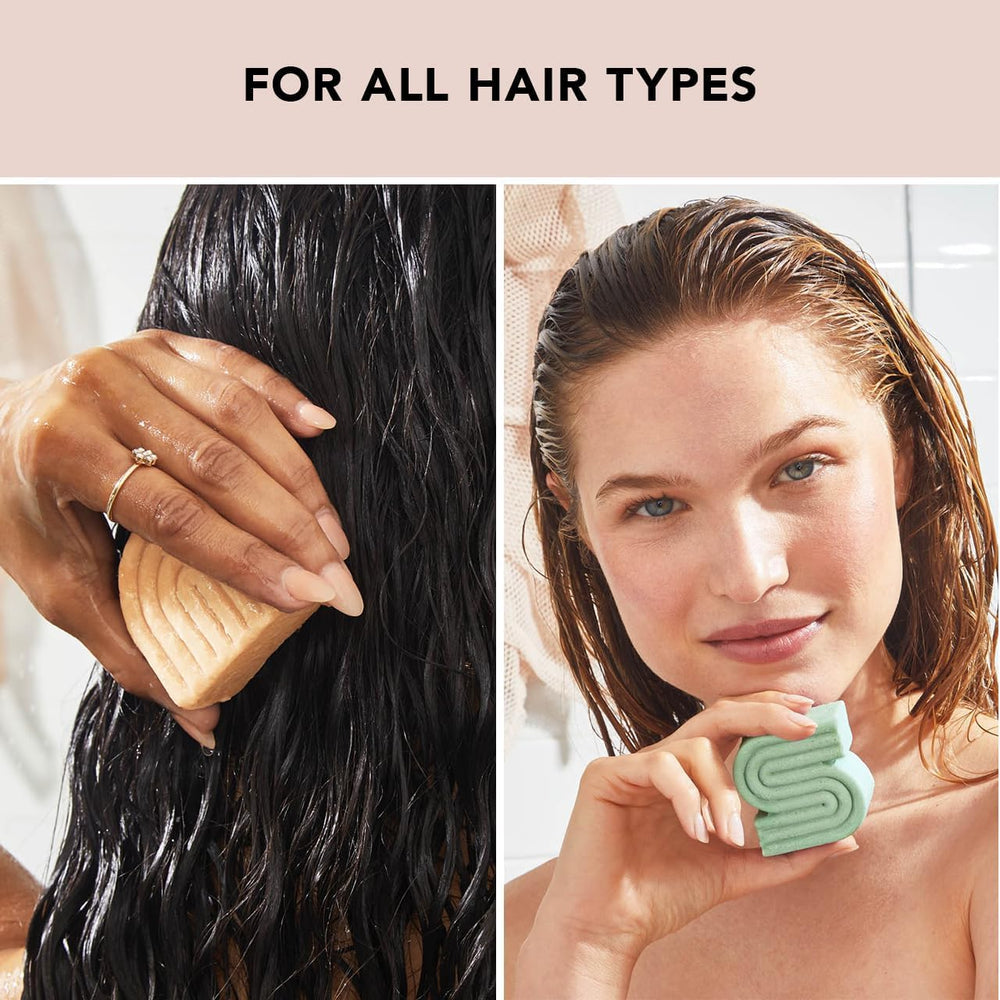 Kitsch Coconut Oil Conditioner Bar smoothing ends for softer, manageable hair.