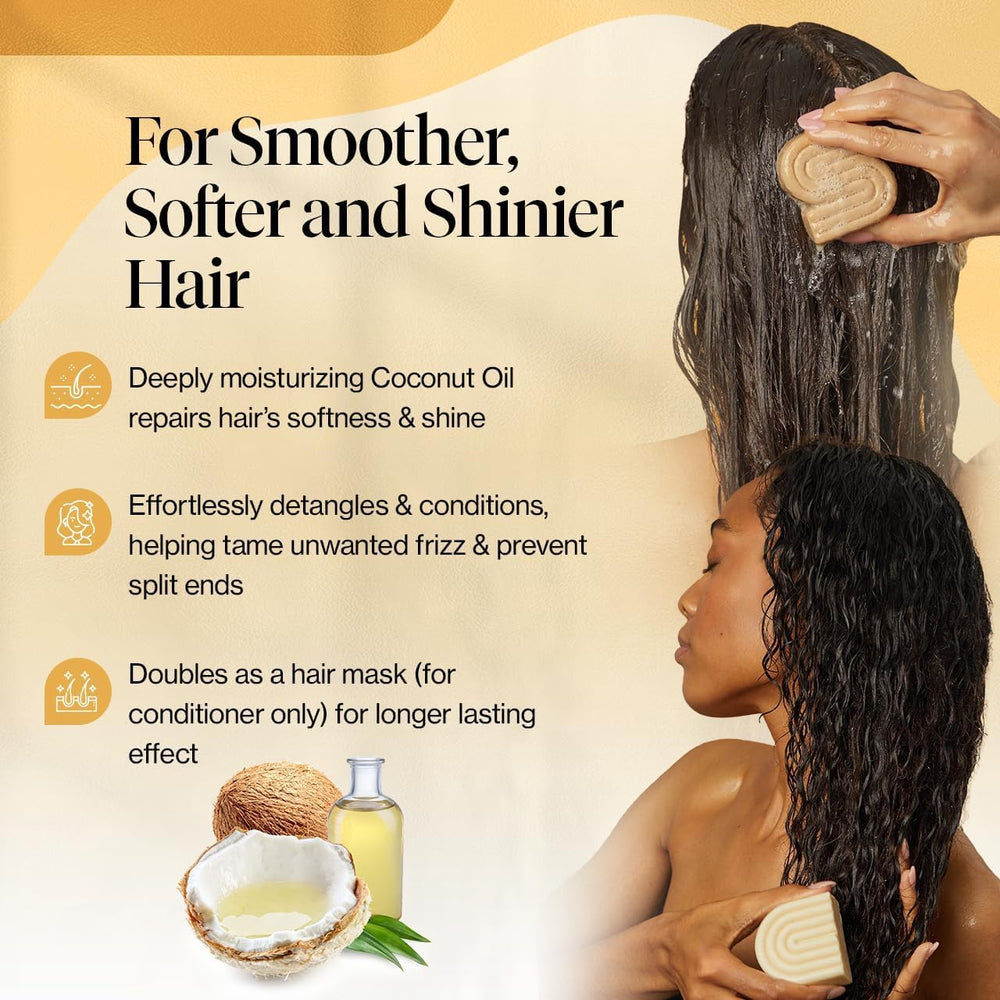Kitsch coconut oil shampoo bar close-up reveals creamy texture for hydrating cleansing.