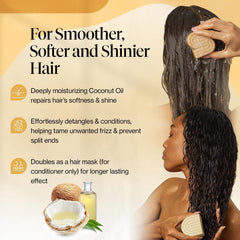 Kitsch coconut oil shampoo bar close-up reveals creamy texture for hydrating cleansing.