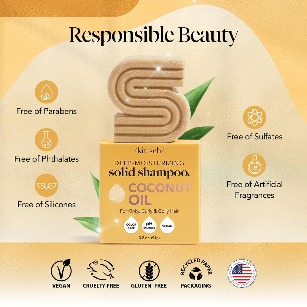 Kitsch Coconut Oil Shampoo Bar lather coats strands for softness and shine