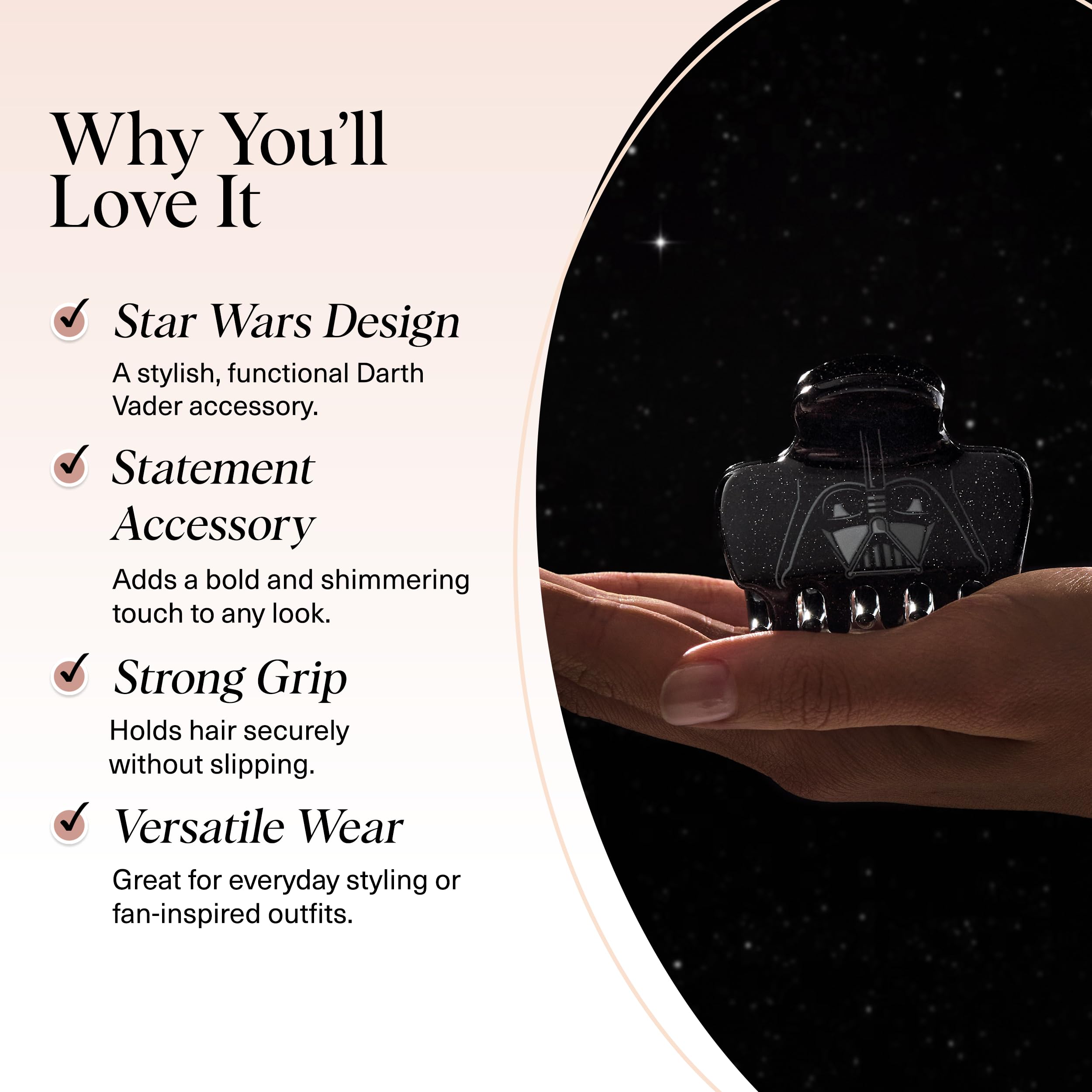 Darth Vader glitter clip adds galaxy-inspired shine to casual updos