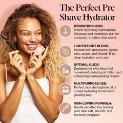 Kitsch Dermaplane oil application on skin for glide during gua sha routine.
