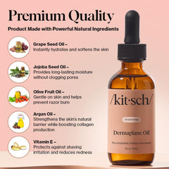 Kitsch Dermaplane oil in dermaplaning prep demonstrates smooth blade glide and protection.