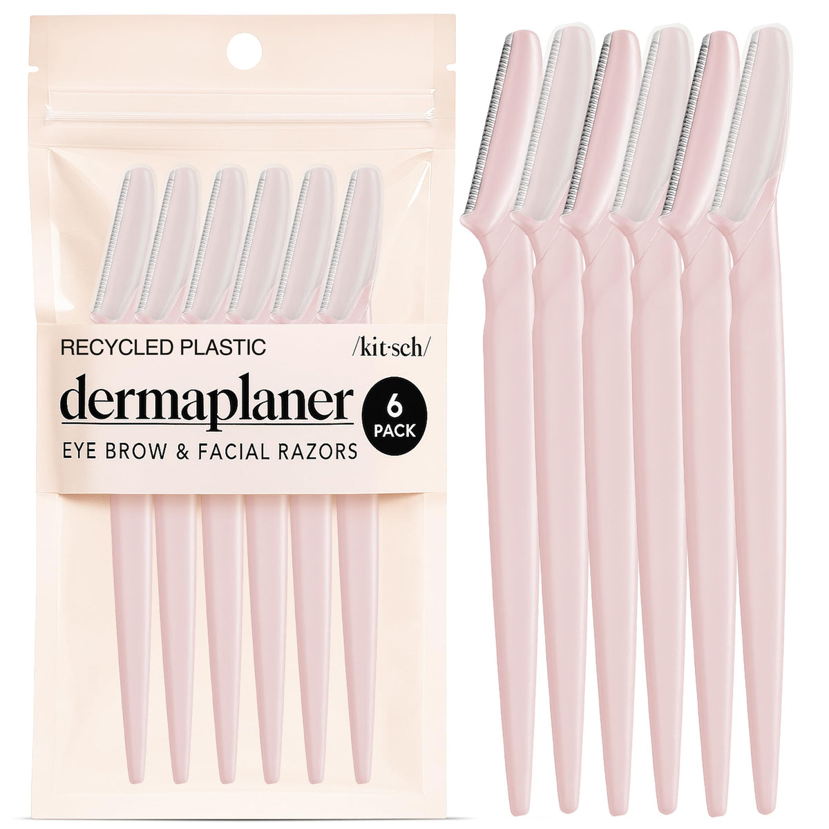 Kitsch Dermaplane Razor blush packaging highlights eco-friendly design for travel