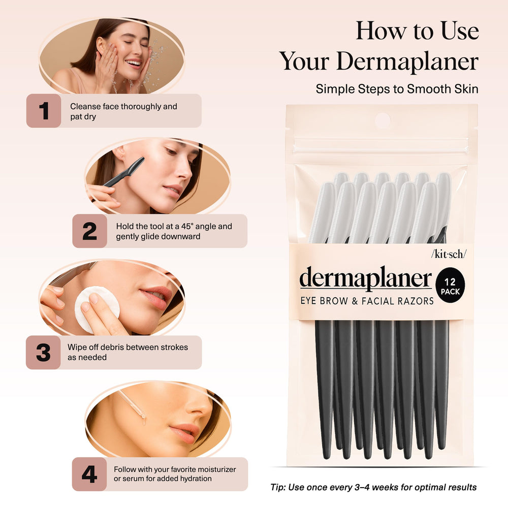 Kitsch Dermaplane Razor compact design fits easily in a cosmetic bag.