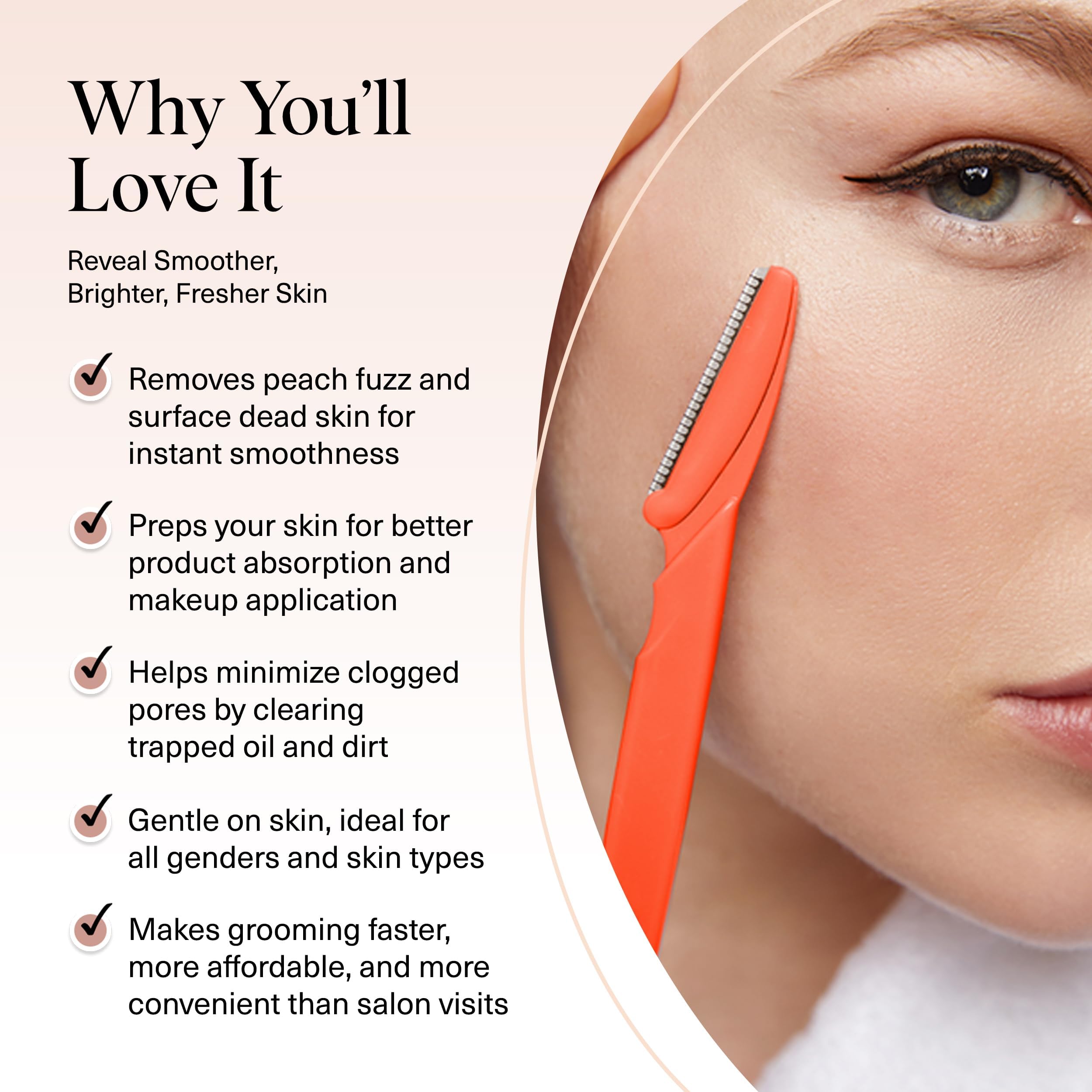 Kitsch Dermaplane Razor eco-friendly design shown as travel-friendly grooming tool.