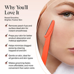 Kitsch Dermaplane Razor eyebrow-trimmer coral view demonstrates precise brow shaping.