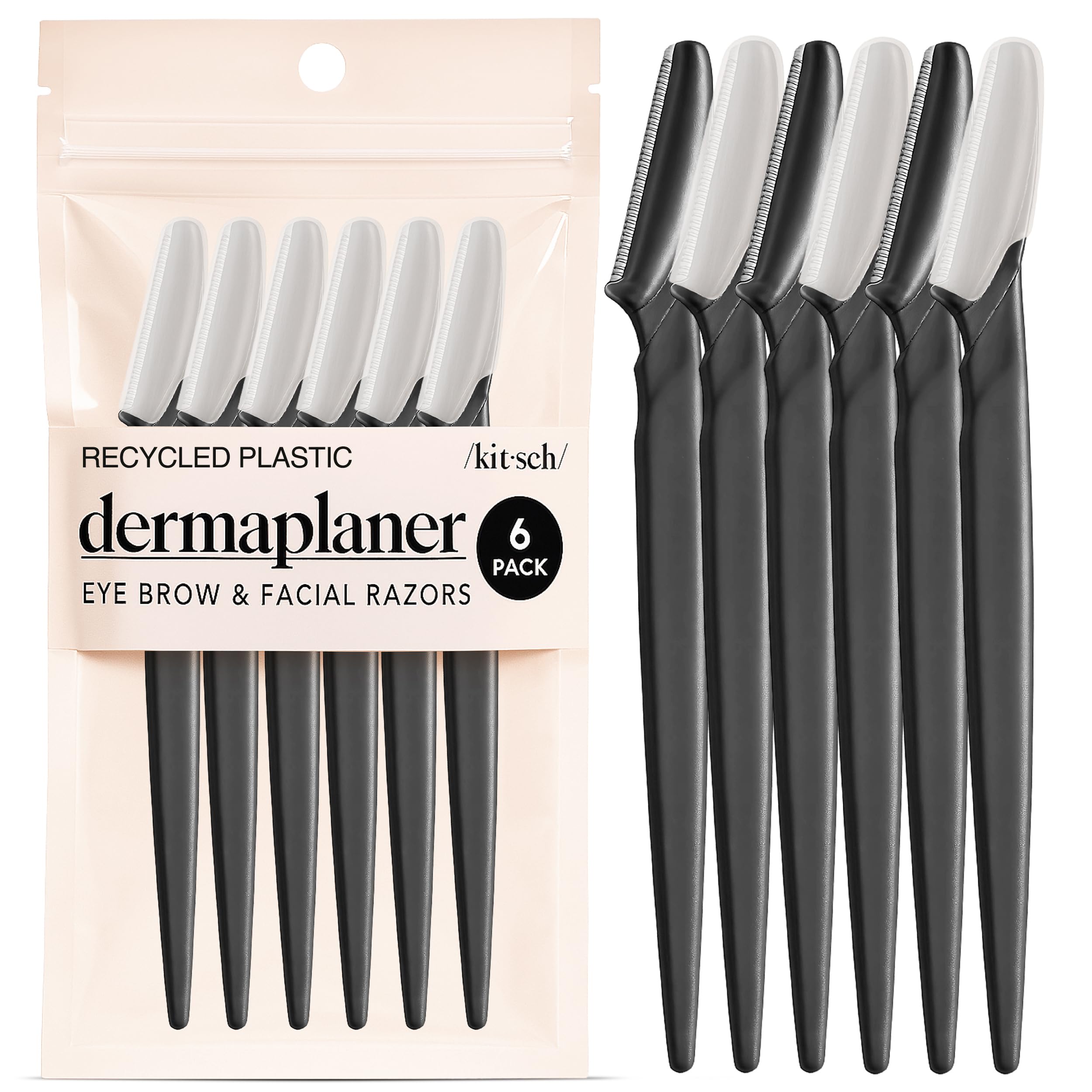 Kitsch Dermaplane Razor face close-up showing gentle exfoliation and peach fuzz removal