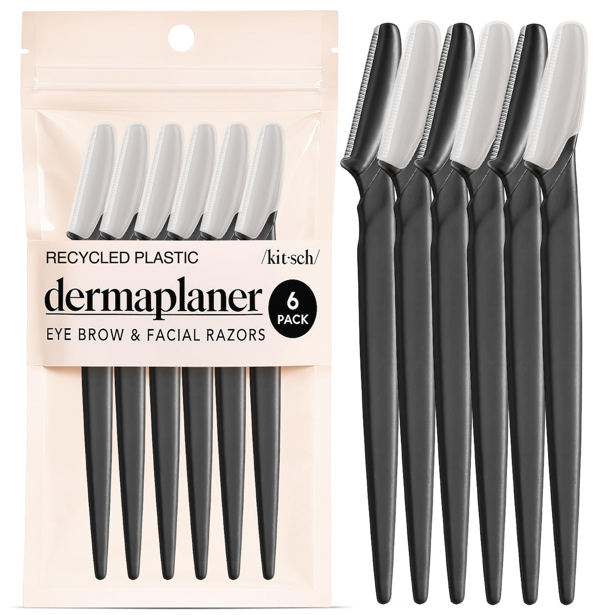 Kitsch Dermaplane Razor face close-up showing gentle exfoliation and peach fuzz removal