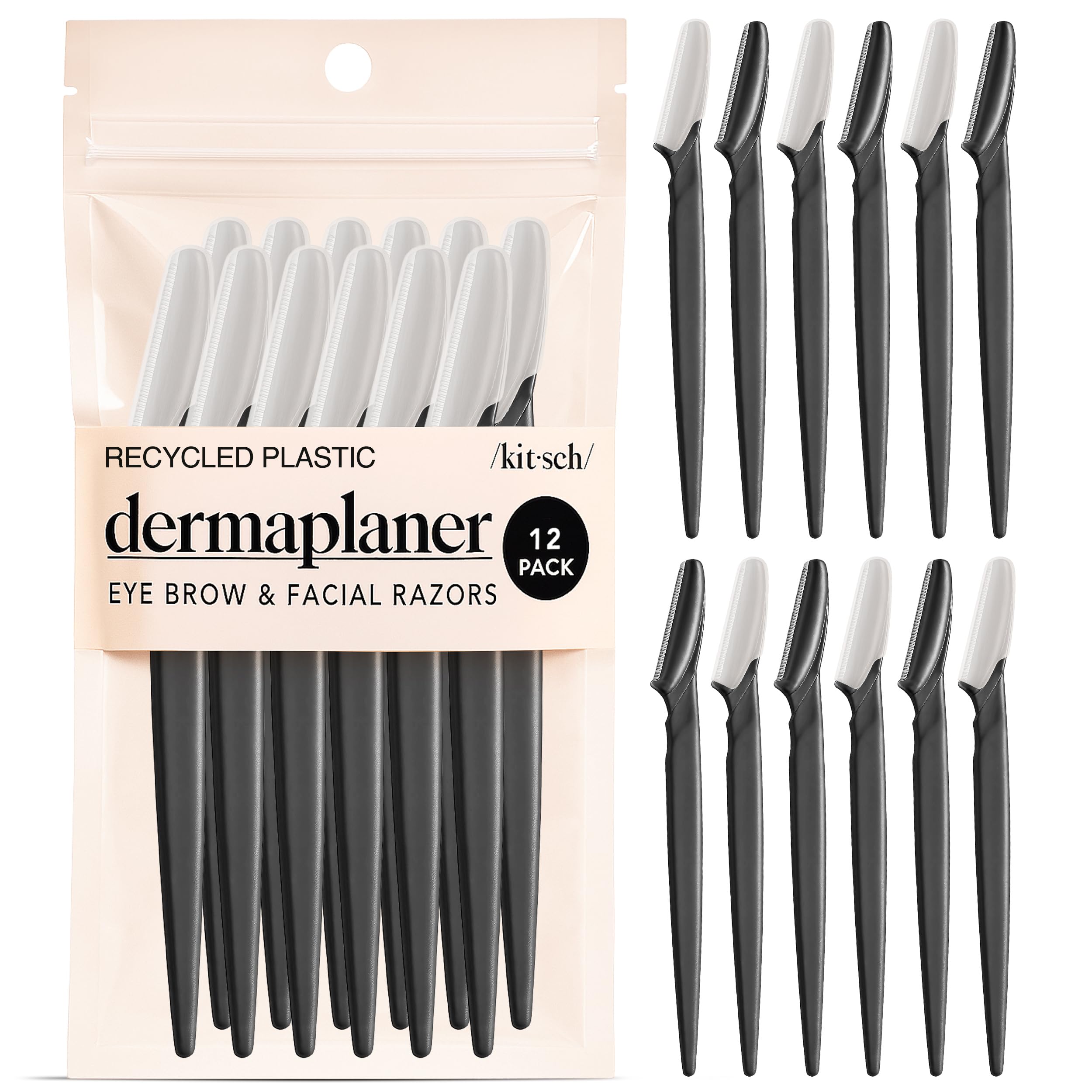 Kitsch Dermaplane Razor face front view shows exfoliation for smoother skin.