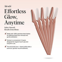 Kitsch Dermaplane Razor face terracotta handle close-up shows ergonomic grip for precise edging.