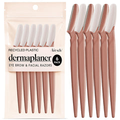 Kitsch Dermaplane Razor packaging close-up in terracotta tones for easy storage and gifting.