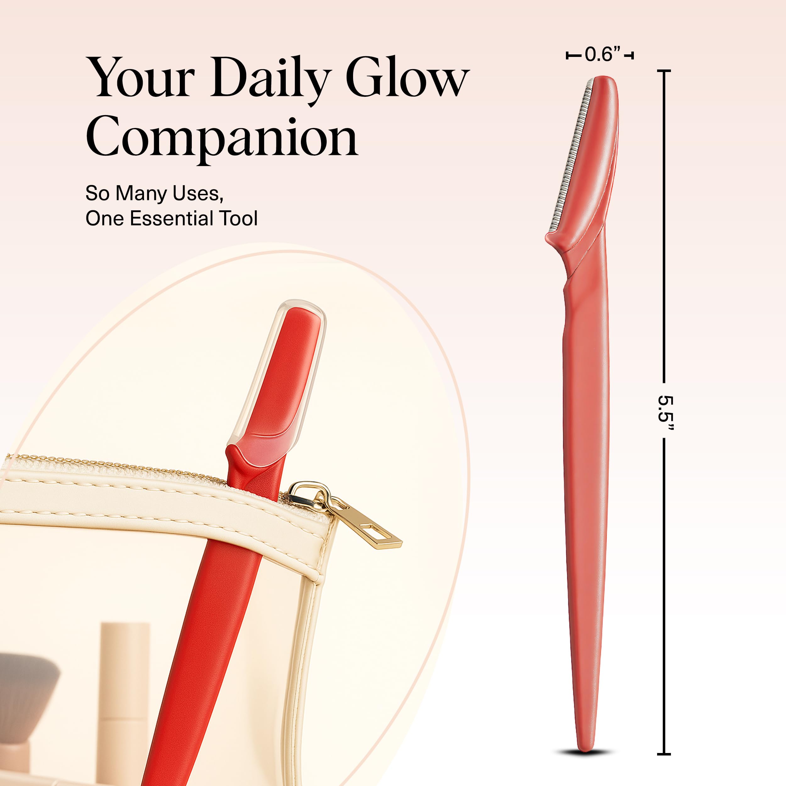 Kitsch Dermaplane travel case showcases compact design for on-the-go routines.