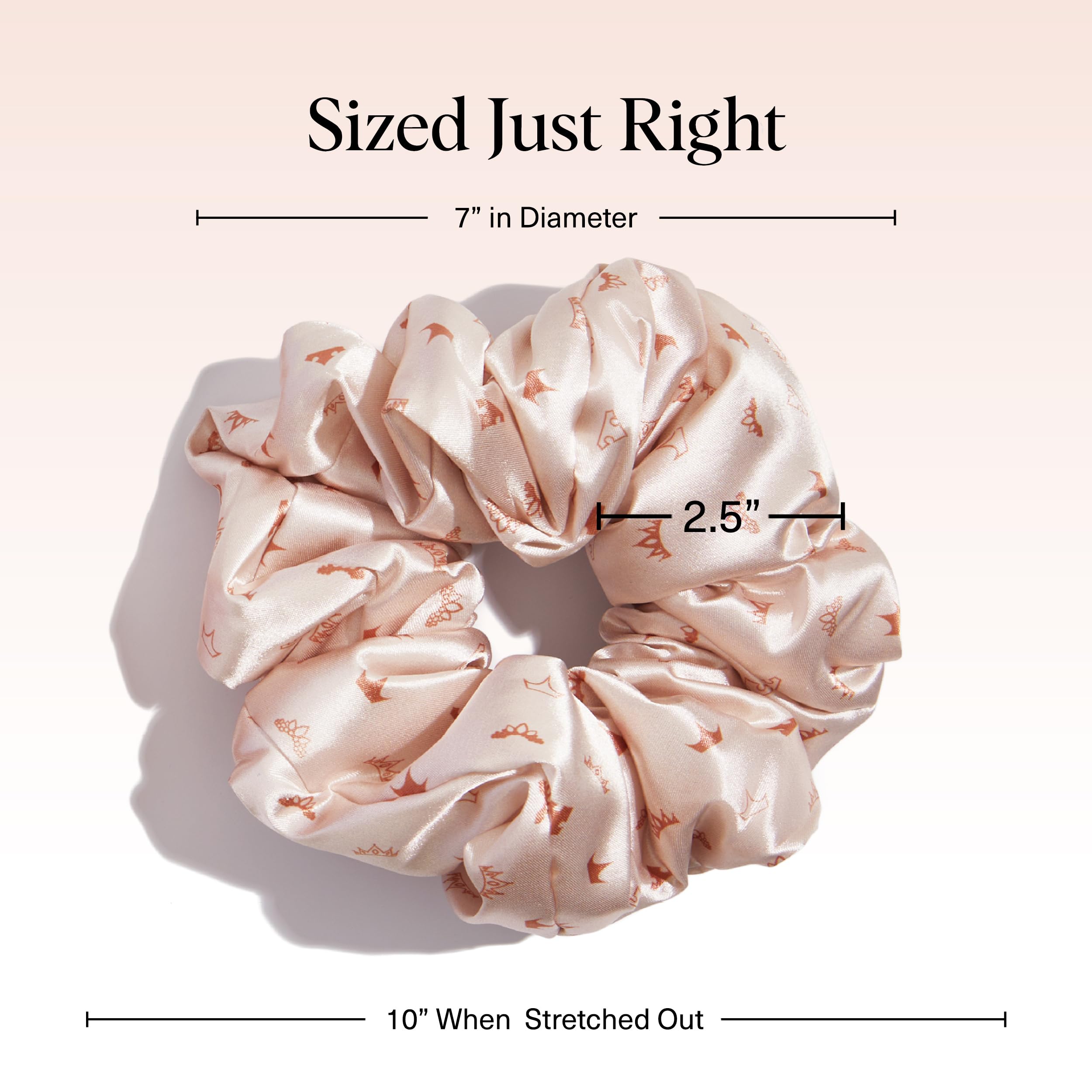 Kitsch desert crown creamy print satin scrunchie gentle on hair and dent-free.