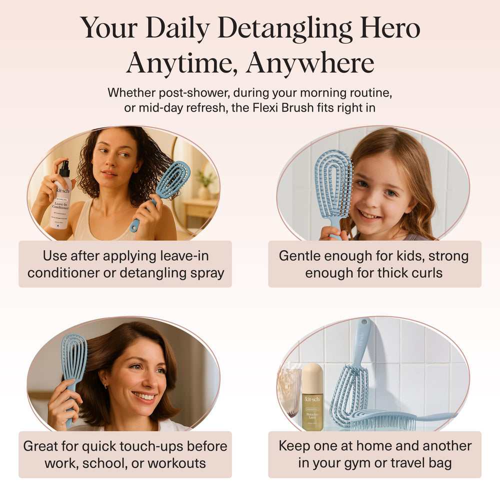 Kitsch Detangler Brush—multi-task hair care essential for detangling, massaging, and prepping.