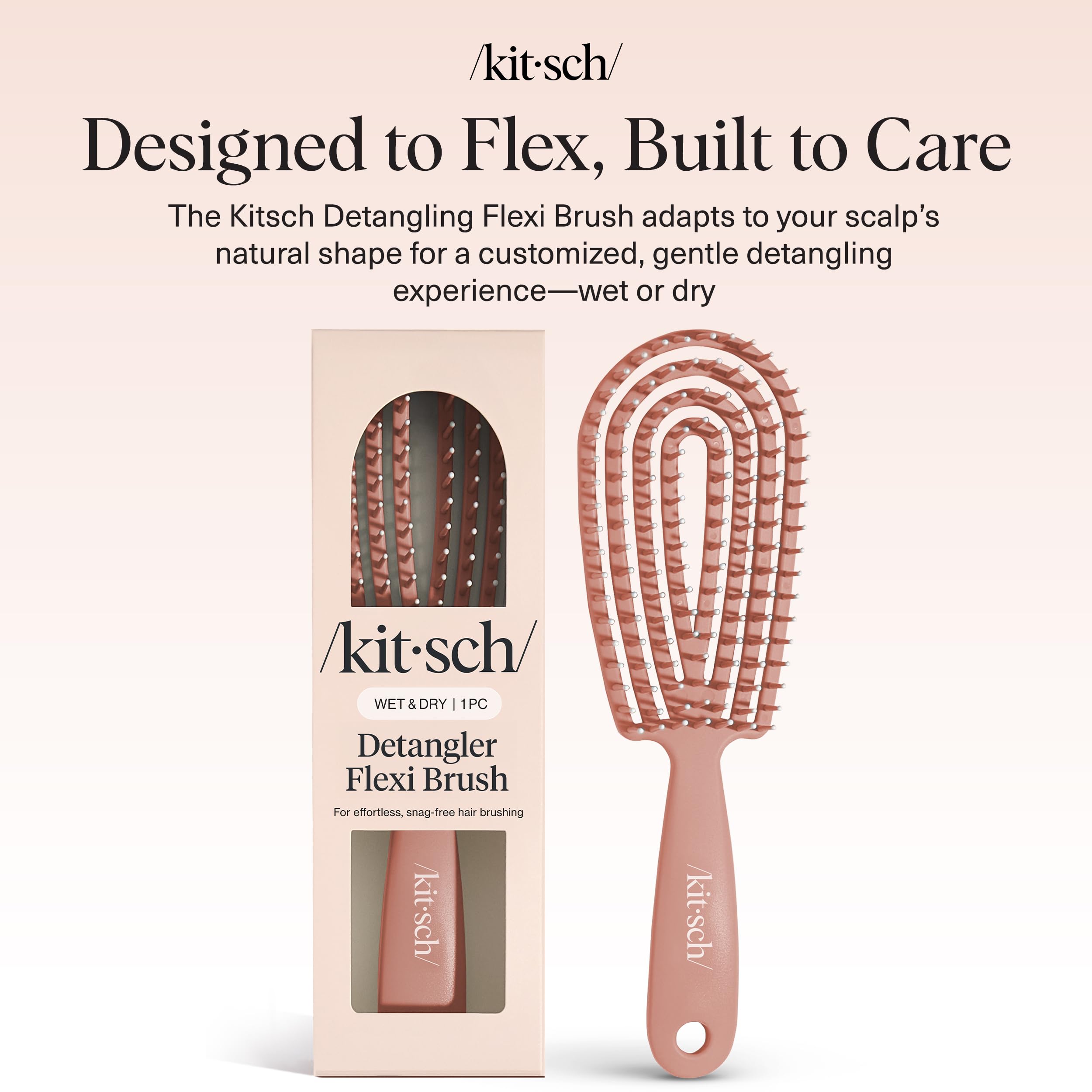 Kitsch Detangler Brush terracotta color adding style to your hair routine.