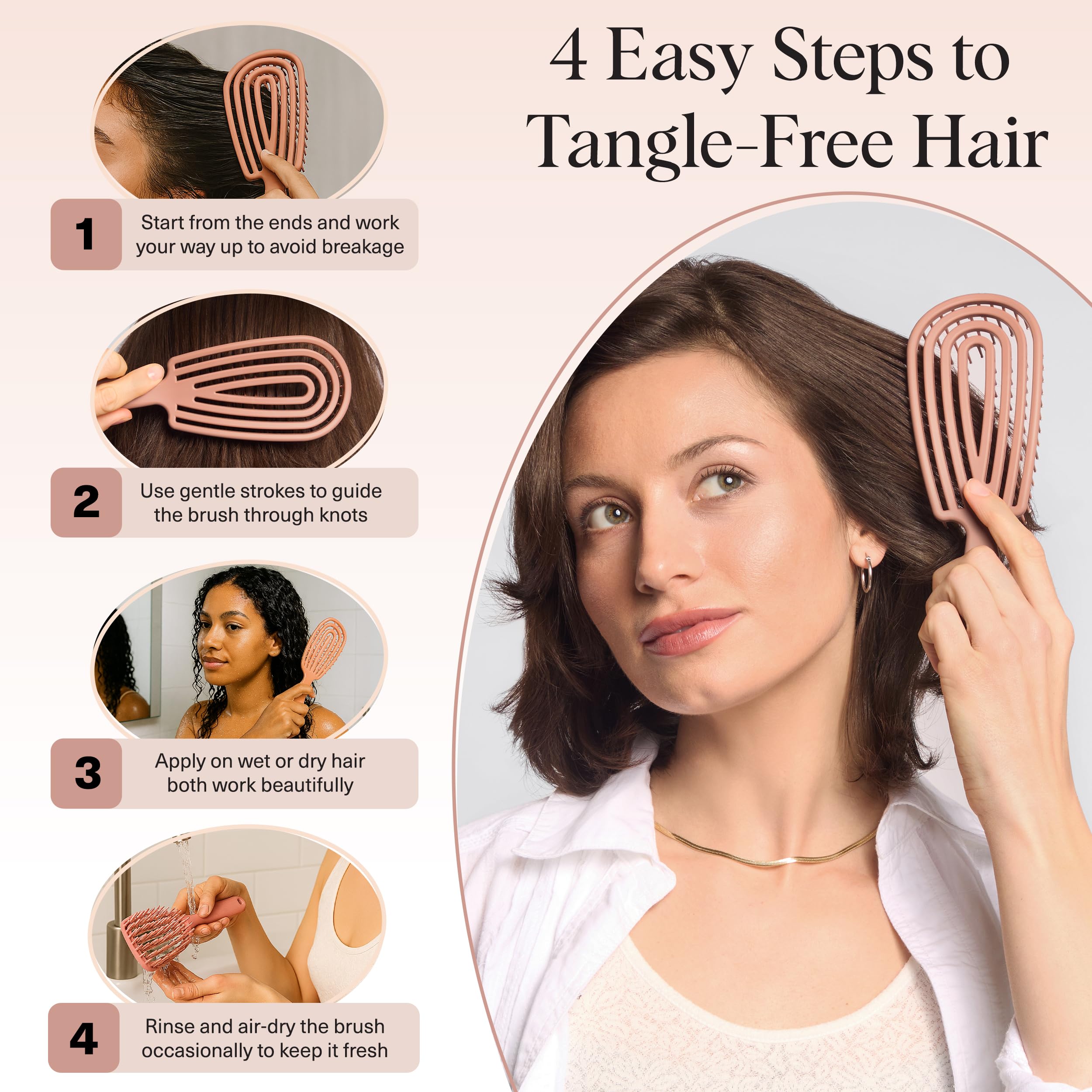 Kitsch Detangler Brush travel-friendly compact size for on-the-go detangling.
