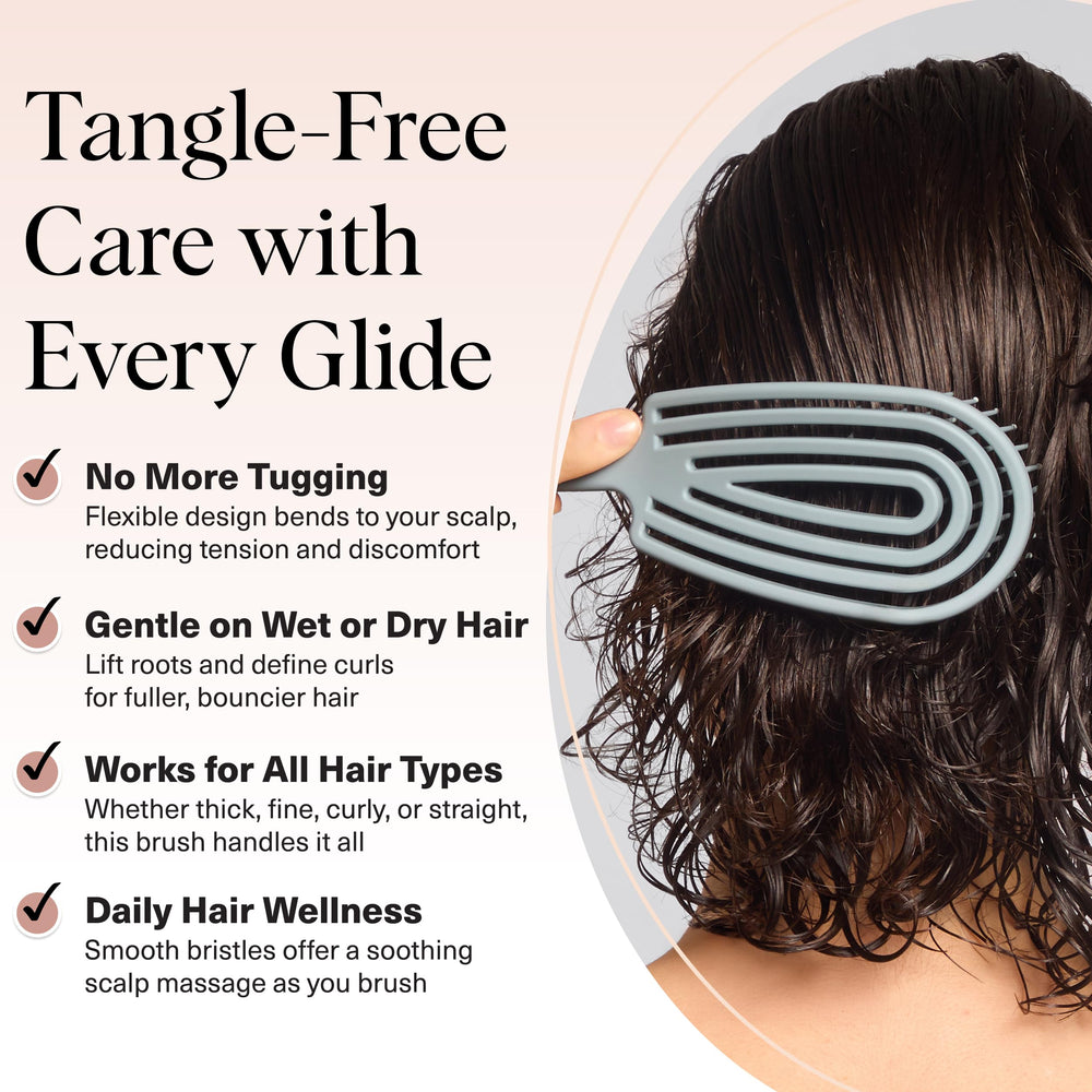 Kitsch Detangler Brush with ultra-smooth bristles for comfortable scalp massage during detangling.