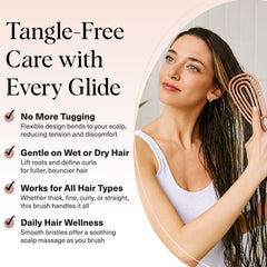Kitsch Detangler Brush ultra-smooth bristles reducing snagging during brushing.