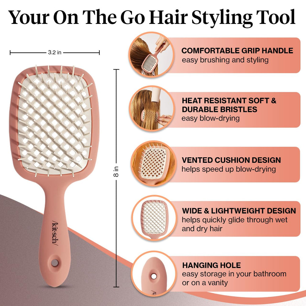 Kitsch detangler soft bristles glide through knots for effortless brushing and reduced tugging