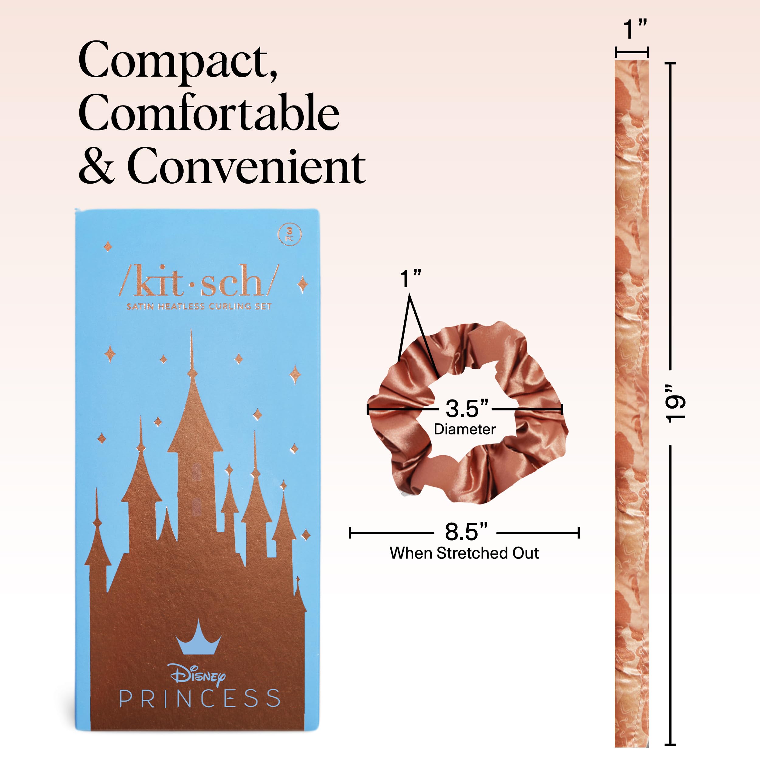 Kitsch Disney satin heatless curler set flatlay with accessories