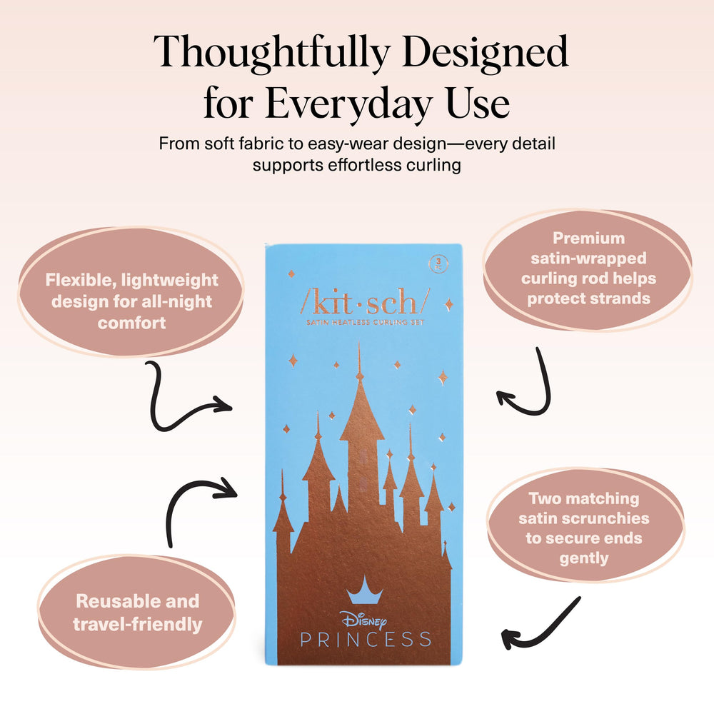 Kitsch Disney satin heatless curler set packaging on display