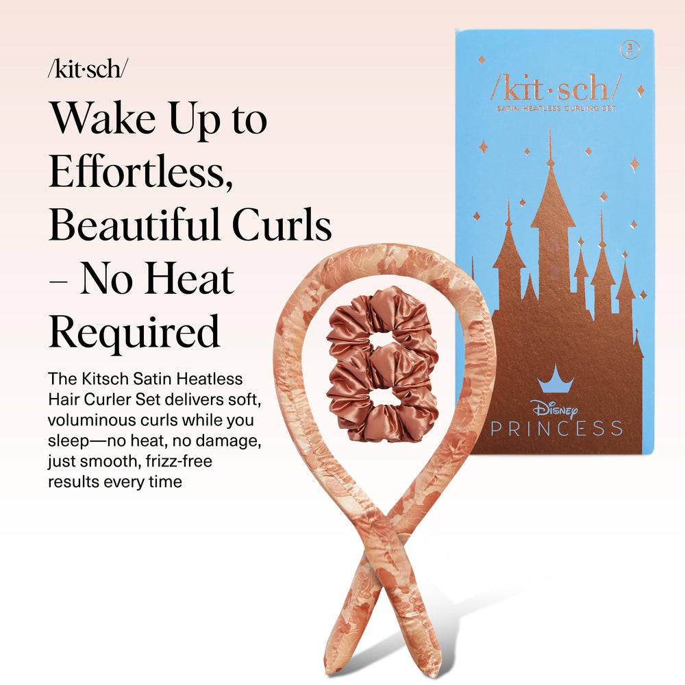 Kitsch Disney satin scrunchies accompany the heatless set securely