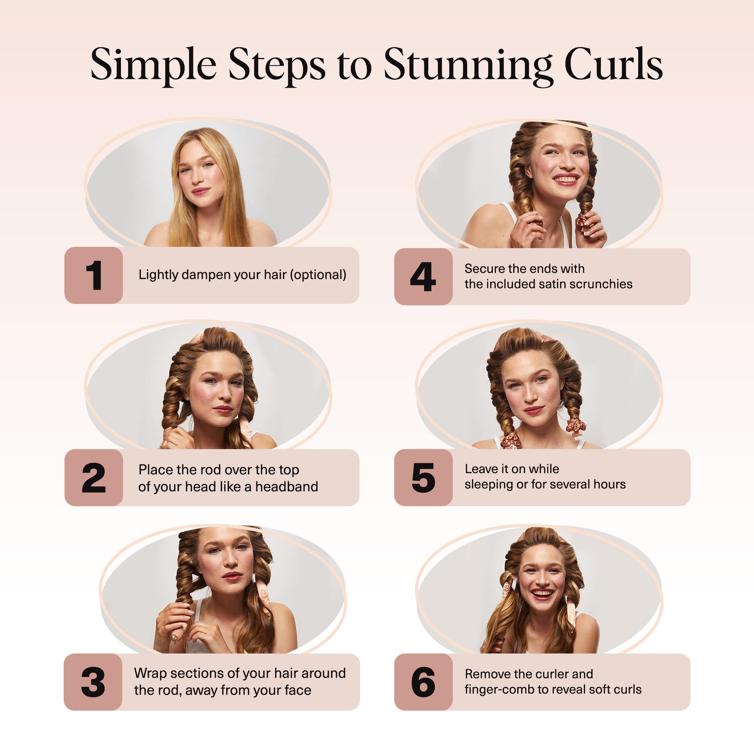 Kitsch Disney satin heatless curler creates gentle waves overnight