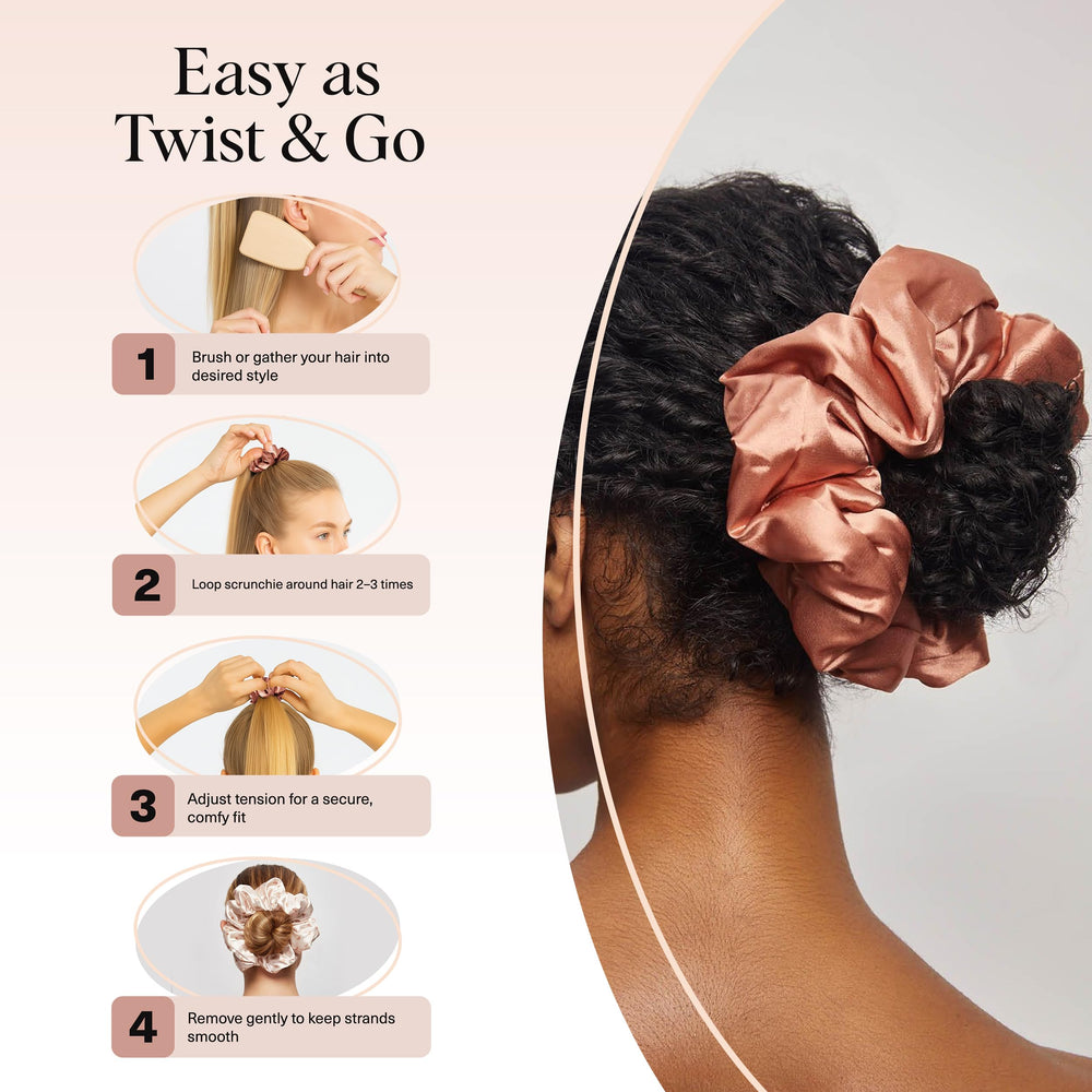 Kitsch Disney satin scrunchies for thick and thin hair; holds different textures securely.