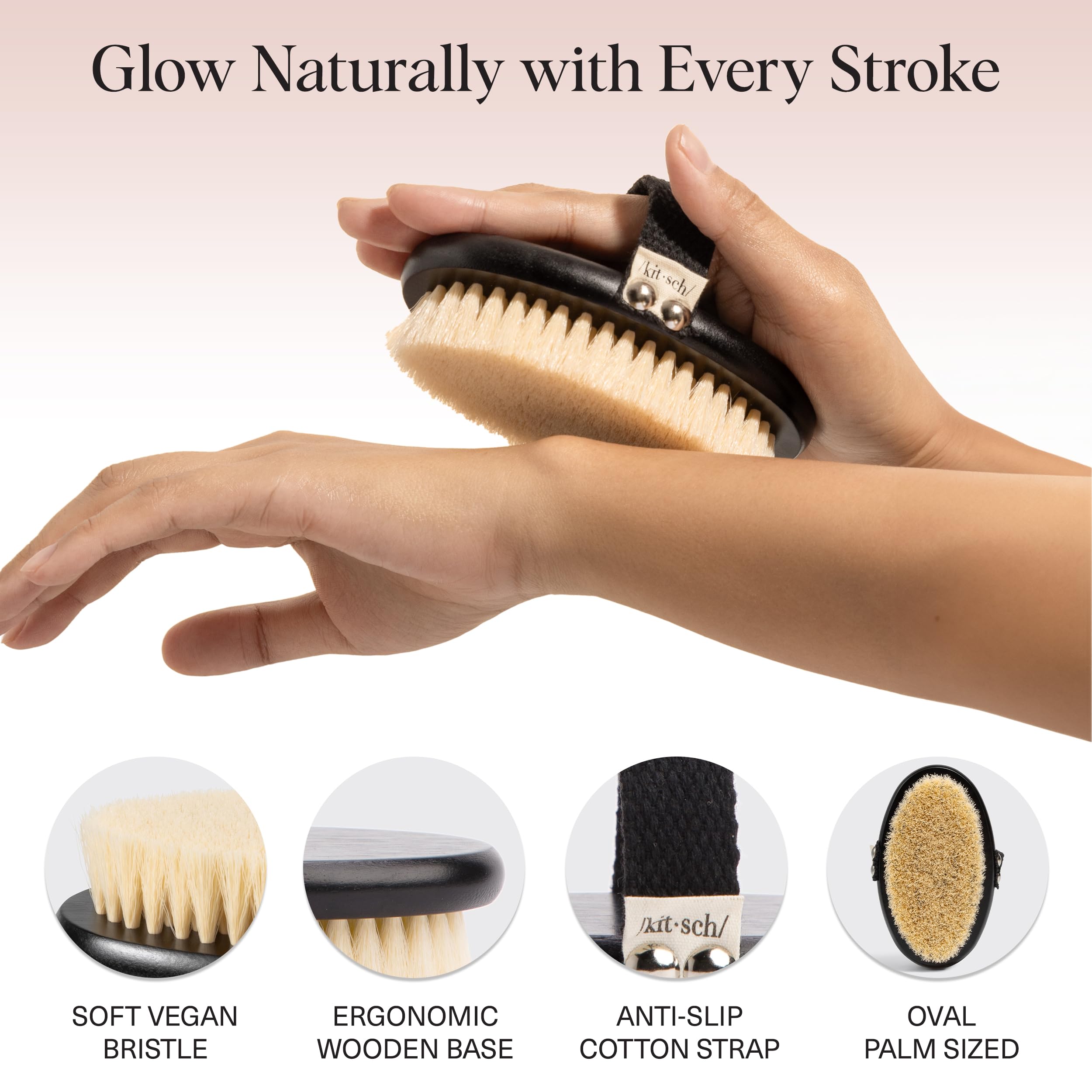 Kitsch dry brush back-access design aids reaching difficult areas during self-care.