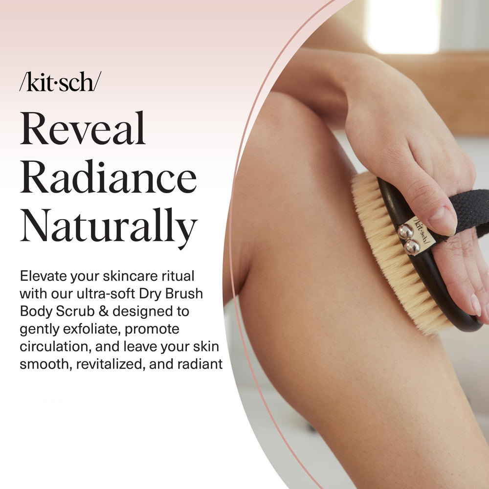 Kitsch dry brush ergonomic wooden base shows comfortable grip for full-body use.