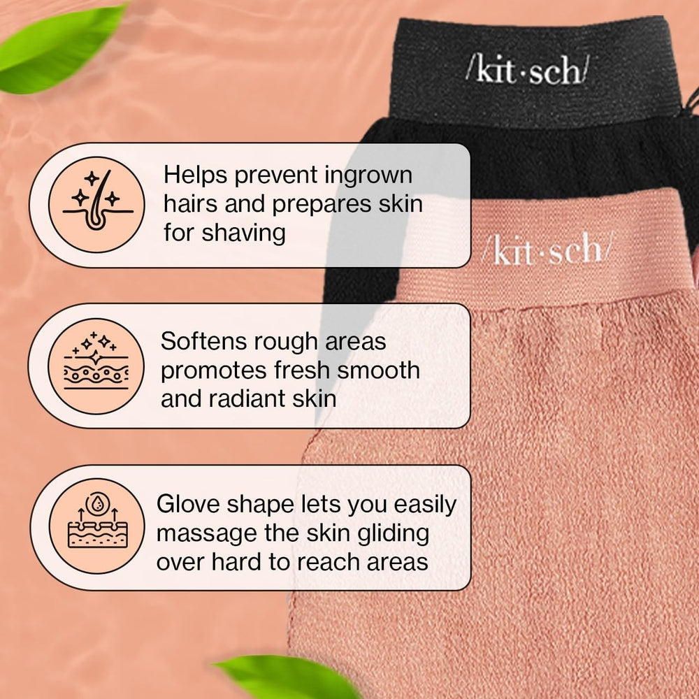 Kitsch deep exfoliating body scrubber for sloughing dry skin and preparing skin for shave or tan.