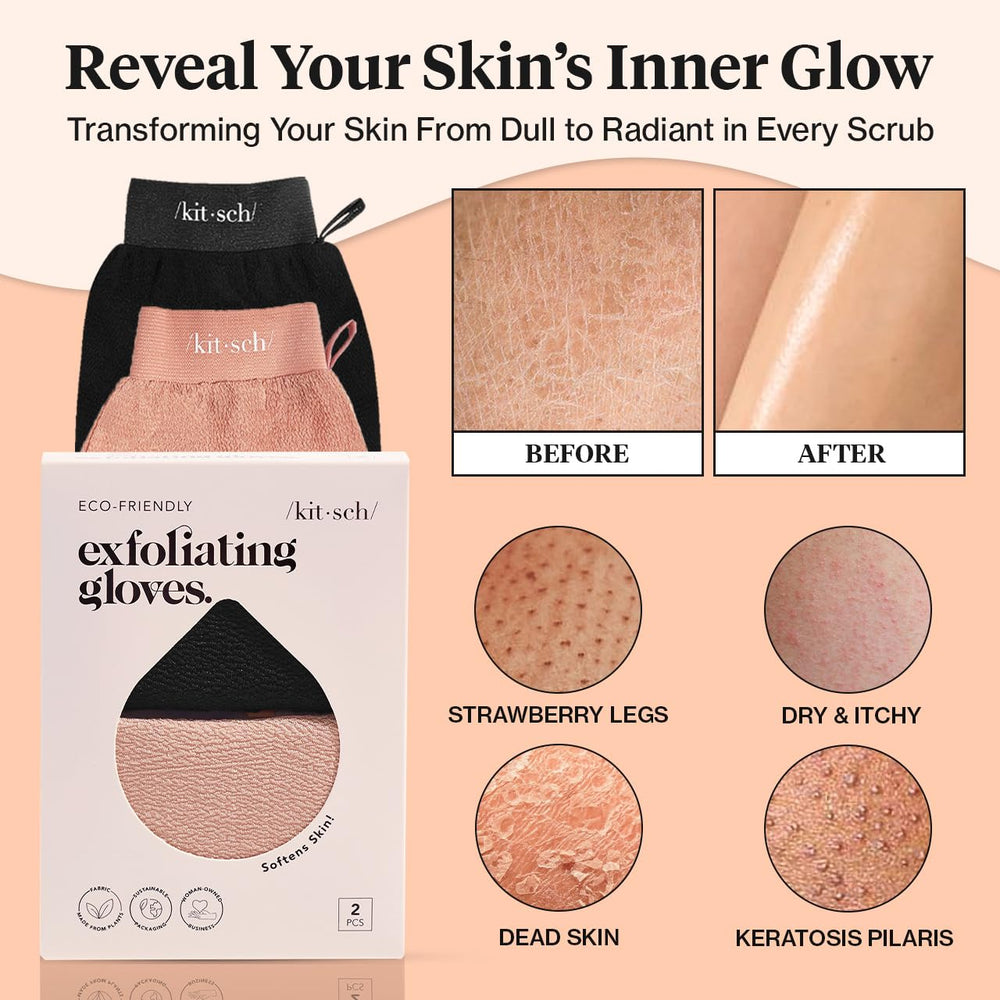 Kitsch self-care gift exfoliating mitt set for spa-like routines.